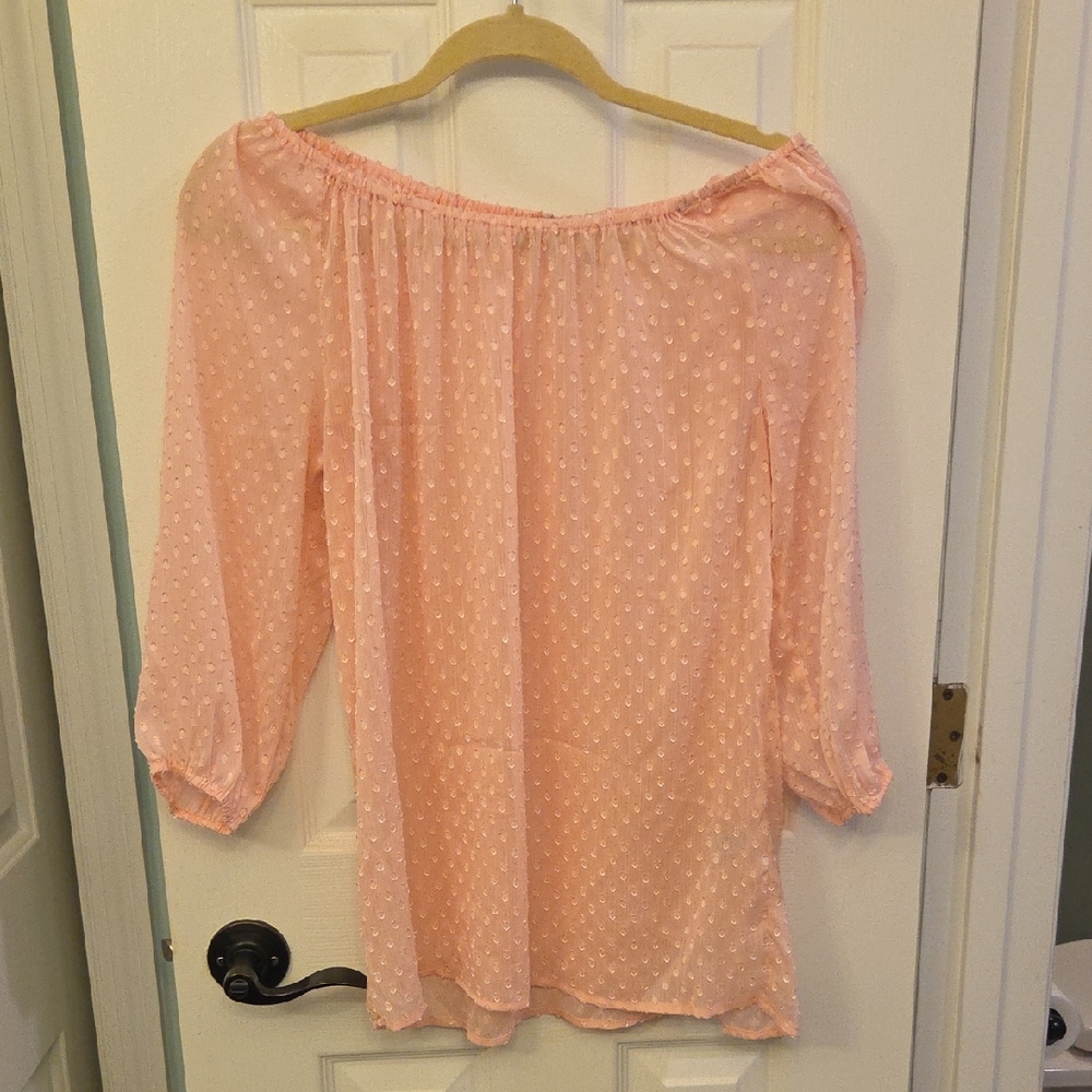 Jennifer Lopez Blush Pink Polka Dot Blouse